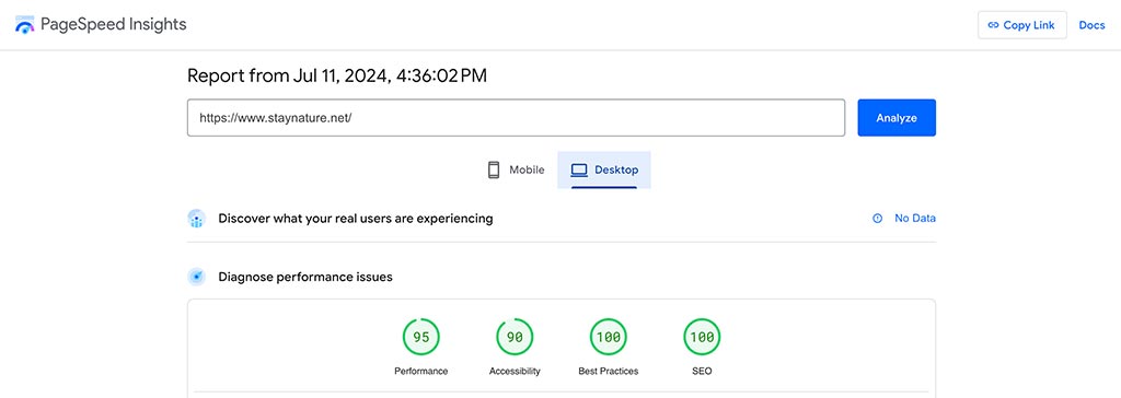 Hotel Website Design with Fast Loading Times on Google PageSpeed Insights