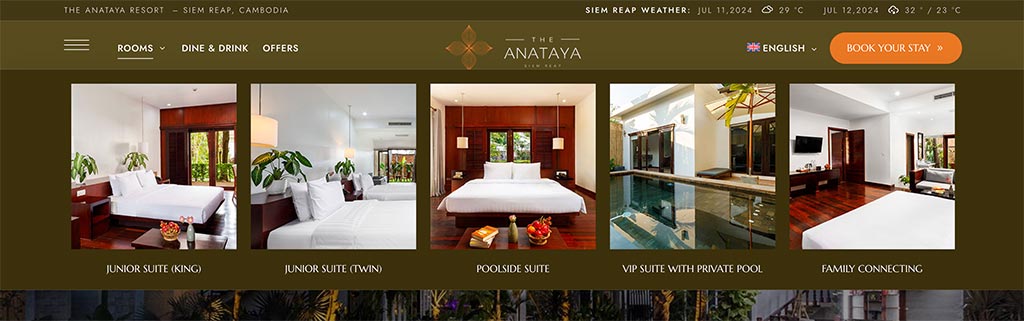 The Anataya Resort Hotel Website Design: User-Friendly Navigation